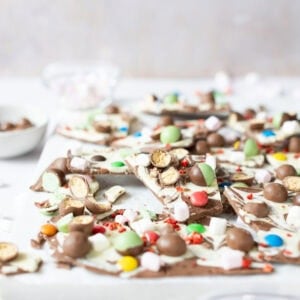 Broken up pieces of chocolate bark