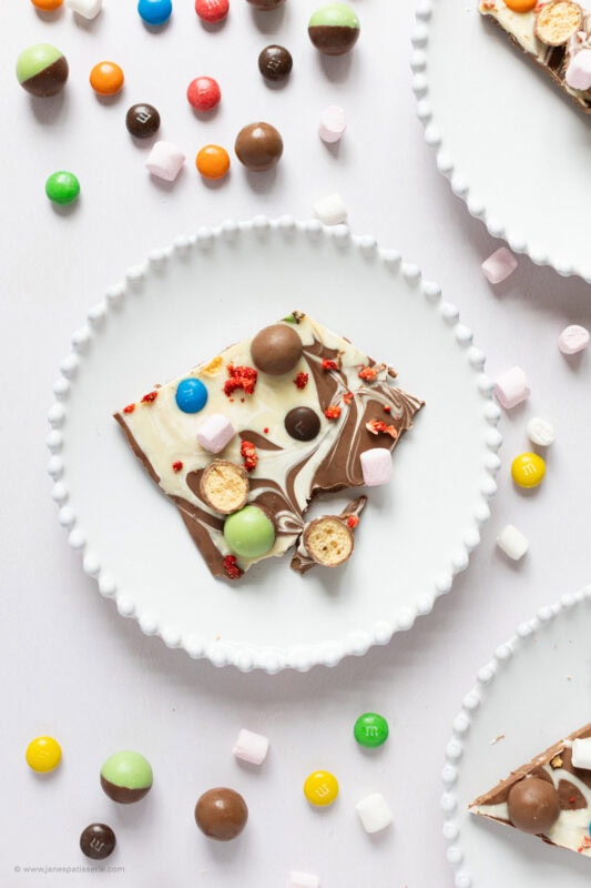 A single piece of chocolate bark