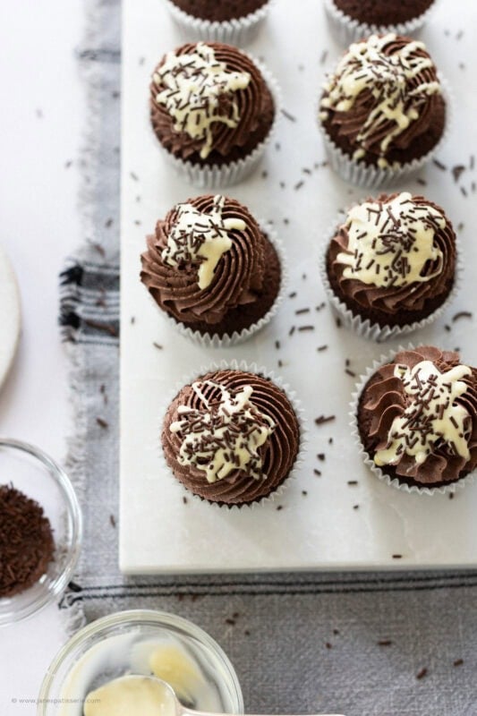 Multiple Chocolate Cupcakes on a chopping board