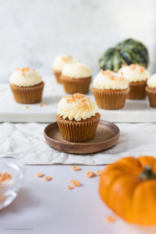 A Pumpkin Cupcake on a plate