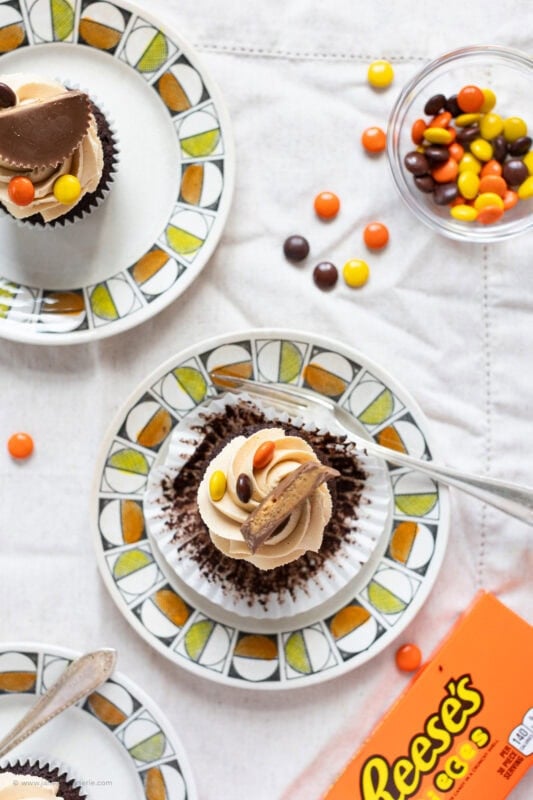 The cases removed from a Reese's Peanut Butter Cupcake