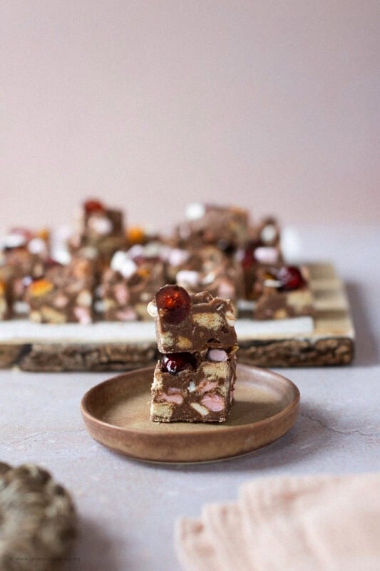 A close up of a Rocky Road Fudge Piece