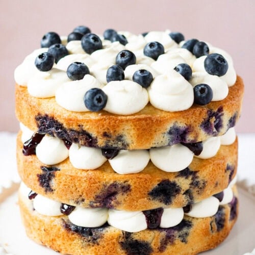 A Lemon Blueberry Cake close up