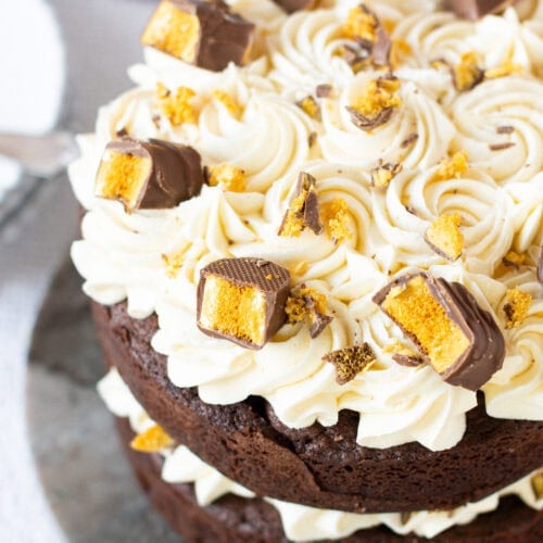 The top of Honeycomb Crunchie Cake