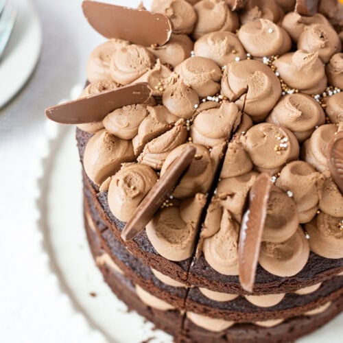The top of a whole Terrys chocolate orange cake